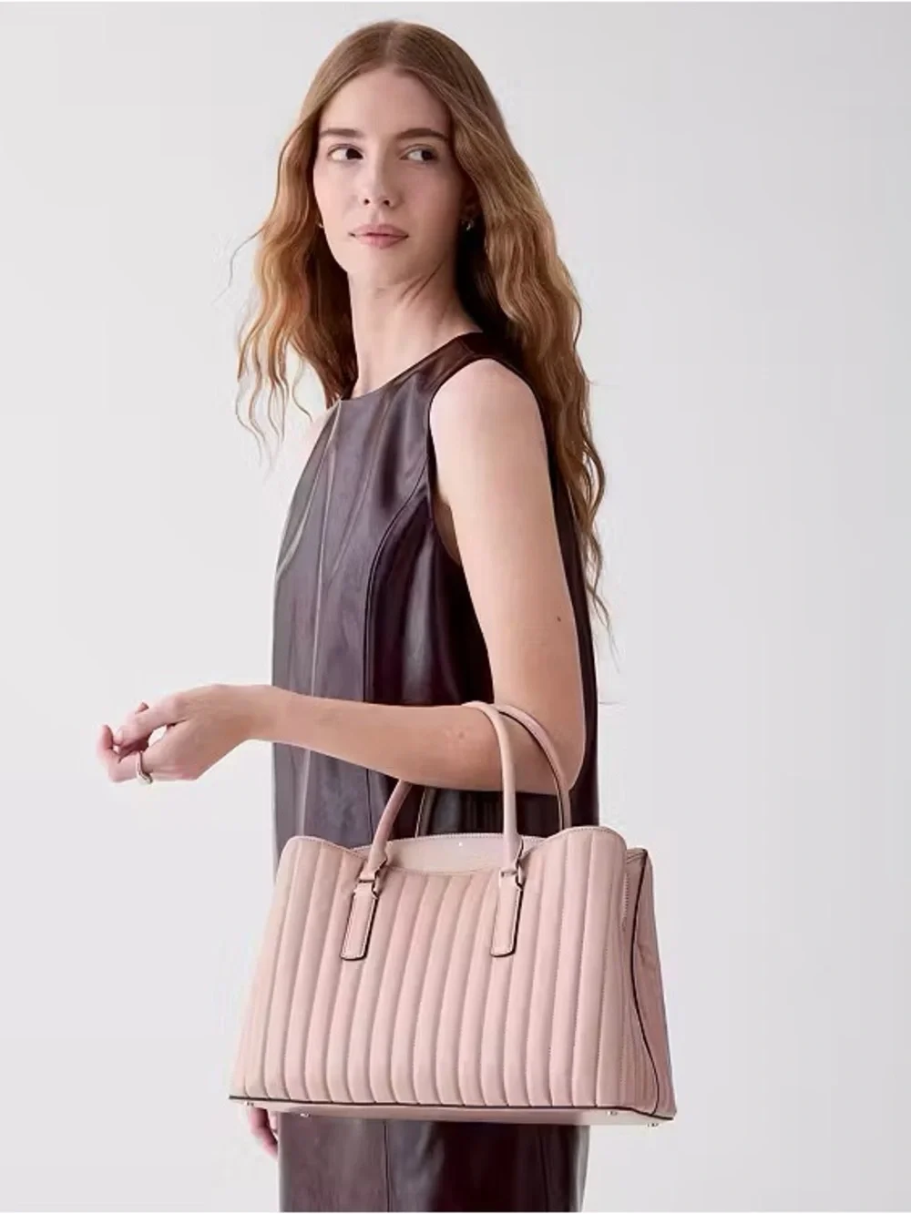♠️Kate Spade New York Thompson Street Shiny Quilted Satchel Bag, Rose Smoke NWT